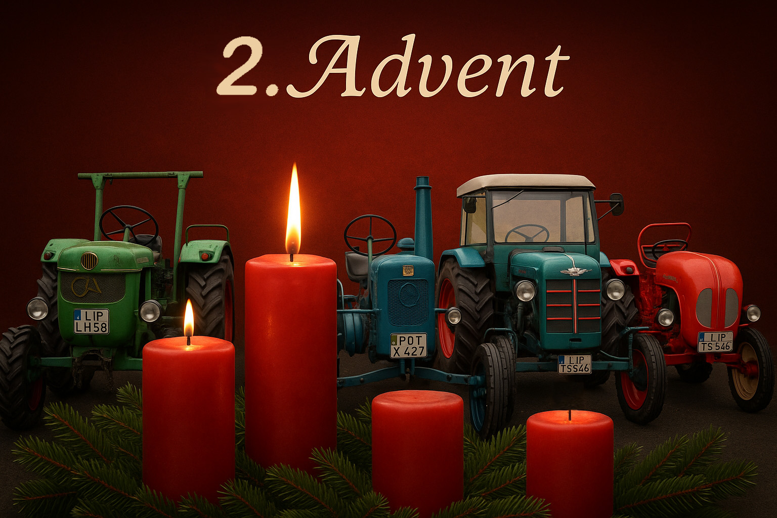 Erster Advent mit Traktoren